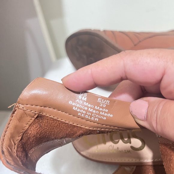 Sam Edelman Tan Heeled Boots with Open Toe and Chunky Heel size 9M kesler - Picture 7 of 16